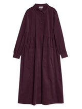 Immaculate Vegan - Albaray Burgundy Cord Placket Midi Dress