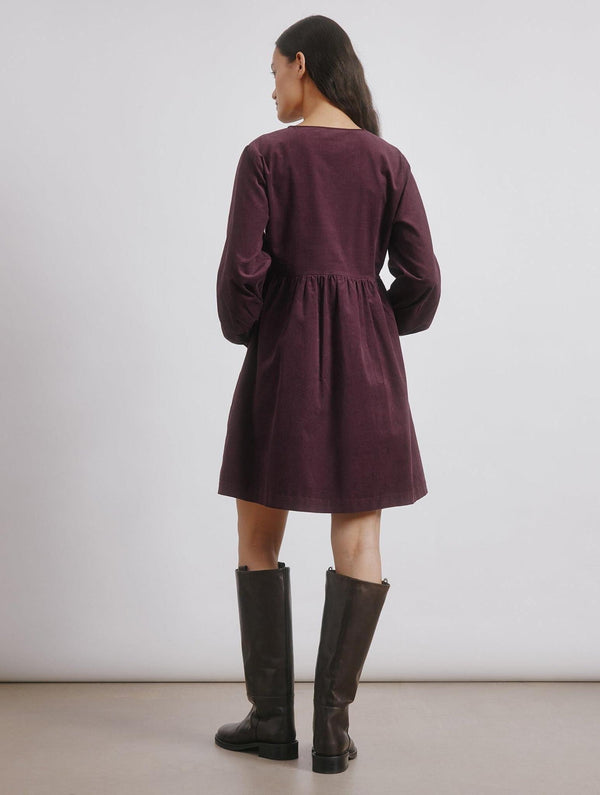 Albaray Burgundy Short Cord Pocket Dress
