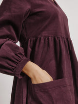 Immaculate Vegan - Albaray Burgundy Short Cord Pocket Dress