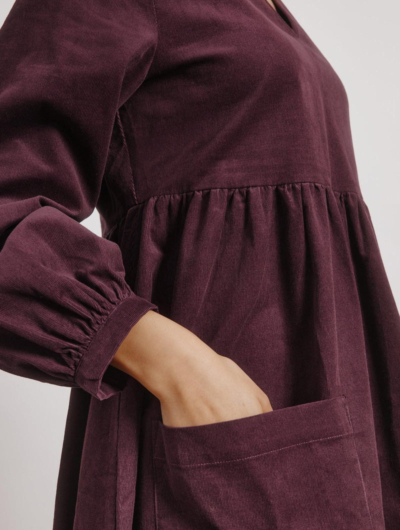 Albaray Burgundy Short Cord Pocket Dress