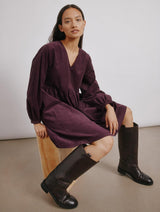 Immaculate Vegan - Albaray Burgundy Short Cord Pocket Dress