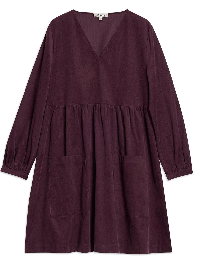 Albaray Burgundy Short Cord Pocket Dress