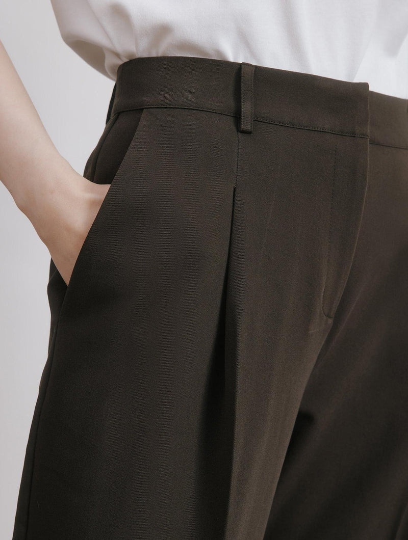 Albaray Chocolate Tailored Pleat Trouser