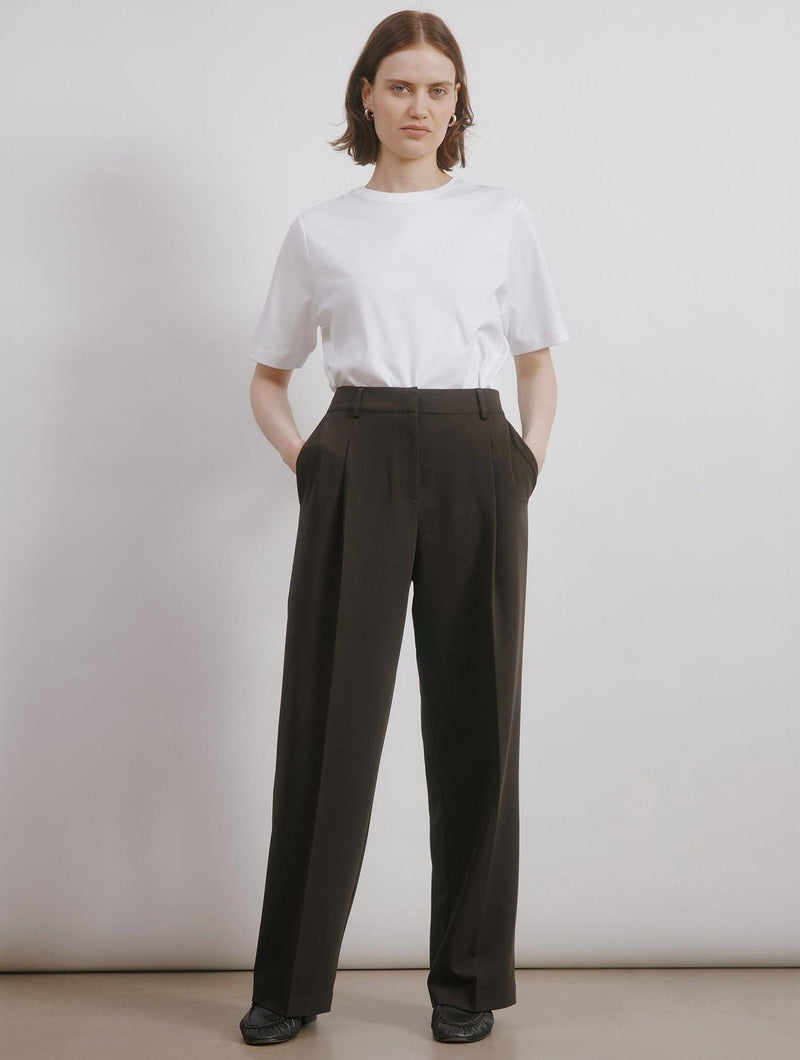 Albaray Chocolate Tailored Pleat Trouser