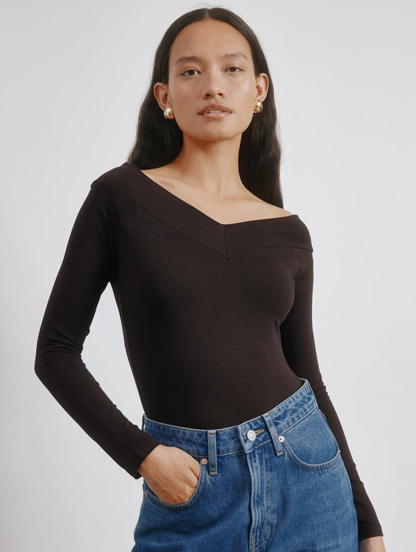 Albaray Chocolate V Bardot Top