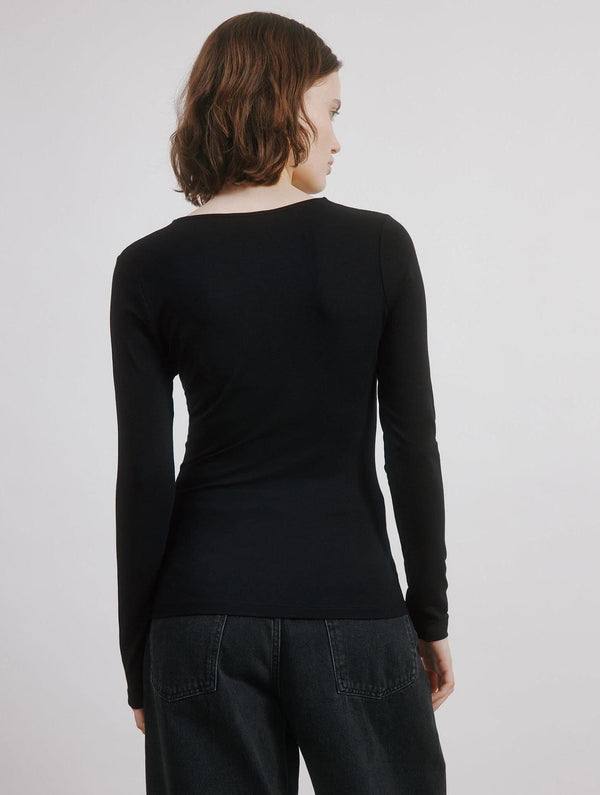 Albaray Black Deep V Neck Top