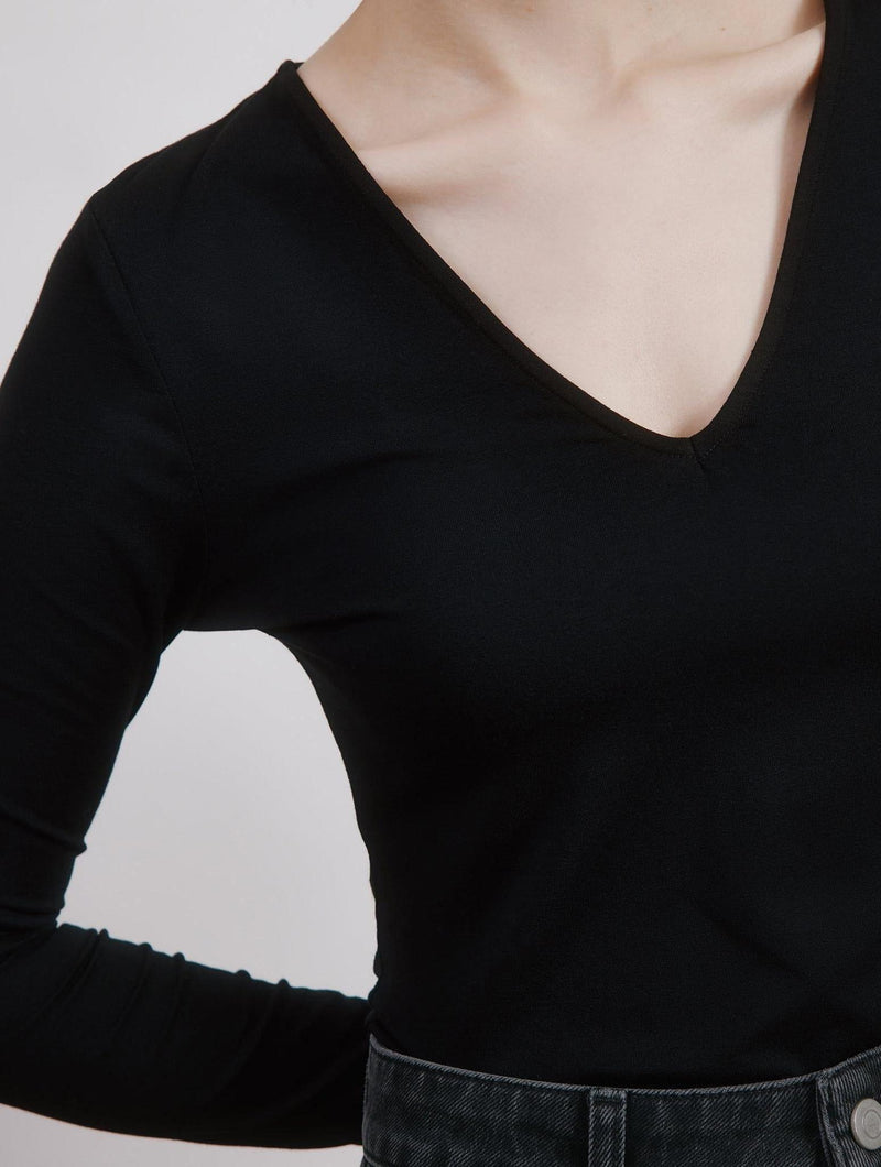 Albaray Black Deep V Neck Top