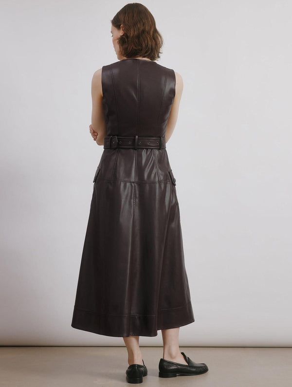 Albaray Faux Leather Belted Dress