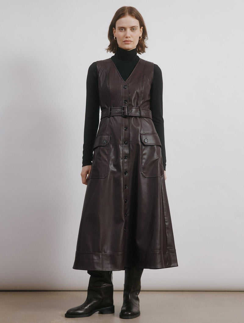 Albaray Faux Leather Belted Dress