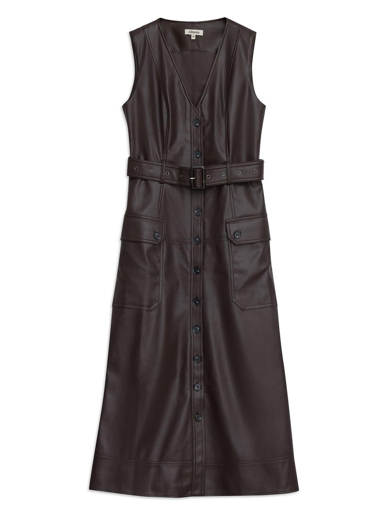 Albaray Faux Leather Belted Dress