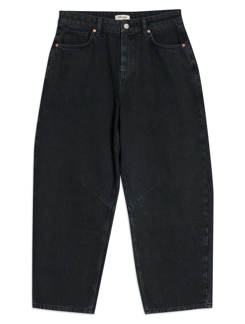 Albaray Black Mid-Rise Barrel Jean