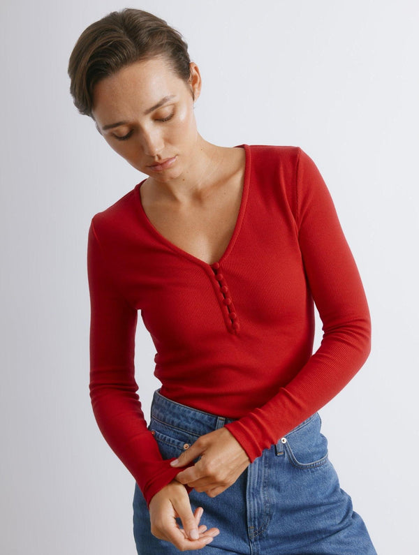 Albaray Red Rib Button Top