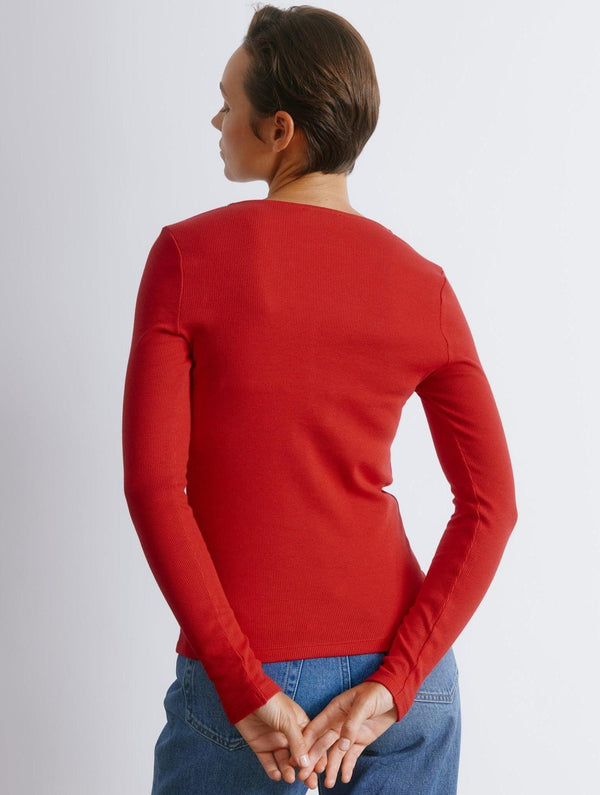 Albaray Red Rib Button Top