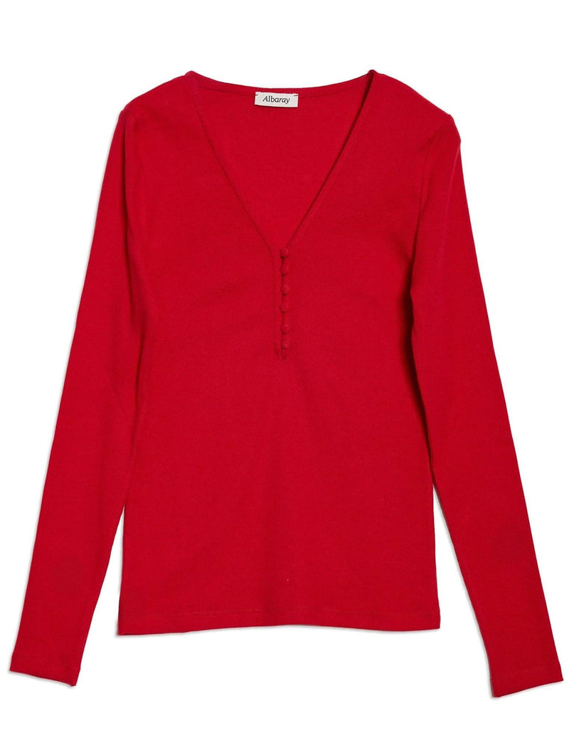 Albaray Red Rib Button Top