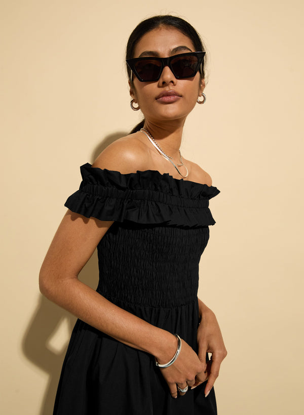Baukjen Rafaella Organic Cotton Off Shoulder Midi Dress