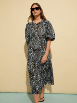 Immaculate Vegan - Baukjen Mathilda Organic Cotton Kaftan Dress | Black Stencil Print