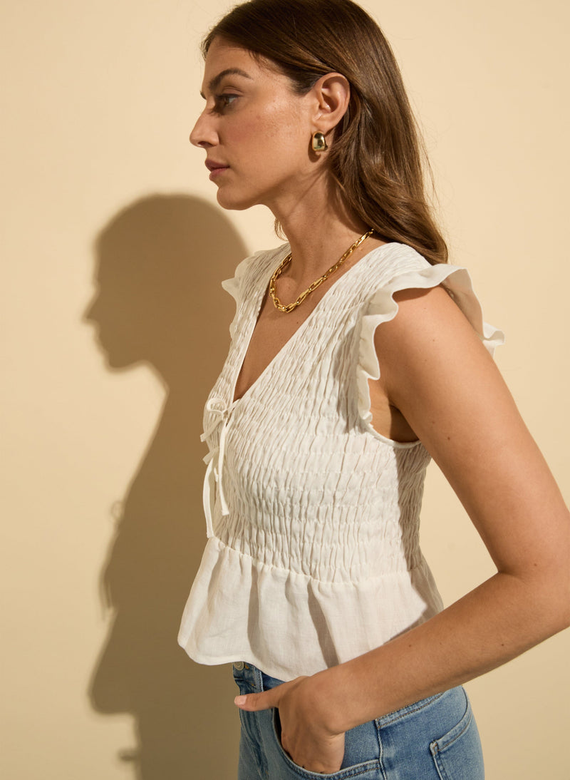 Baukjen Danielle Hemp Smocked Blouse
