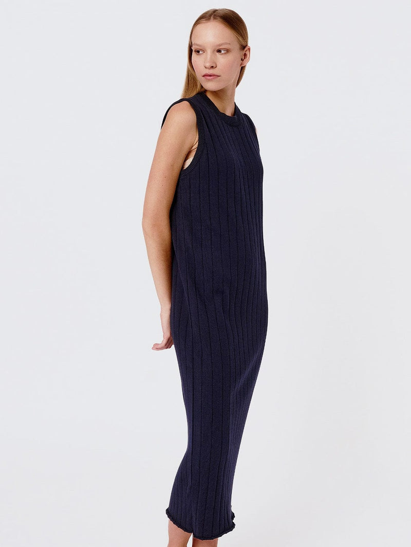 Mila.Vert Knitted ribbed sleeveless dress