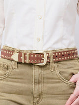 Immaculate Vegan - Votch Ayla Vegan Bio-Based Bamboo Western Studded belt in brown XS