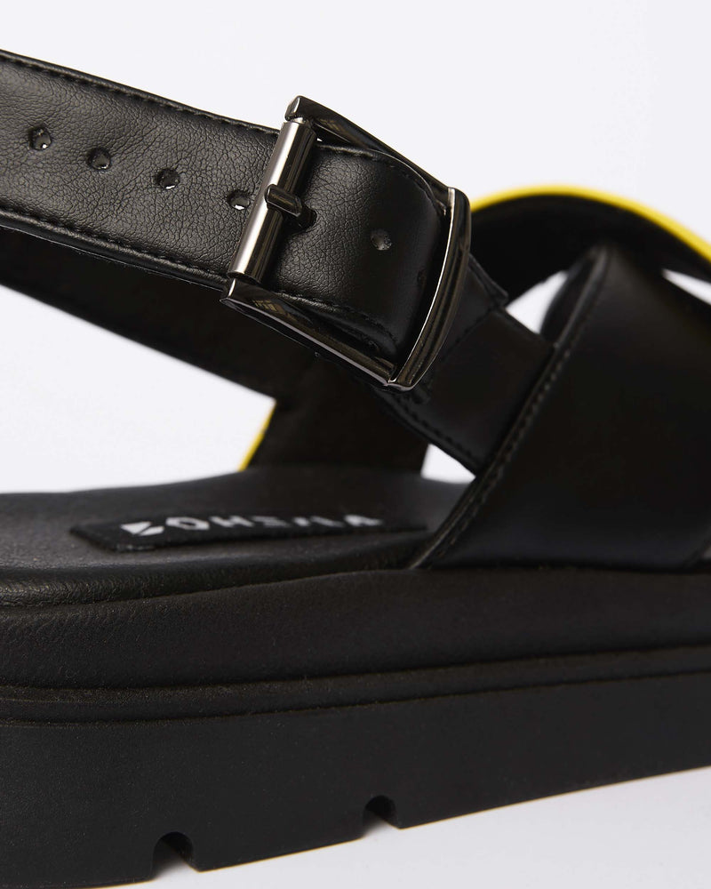 Bohema Glare Sandals Lemon made of vegan corn leather