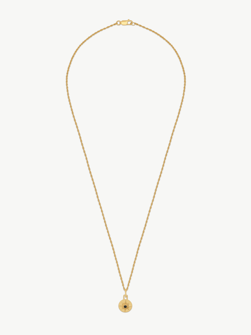 Under Her Eyes MINI ASTRID NECKLACE 22" CHAIN <br> 18k Gold Plated - Onyx Gold / 18k Gold Plated Silver