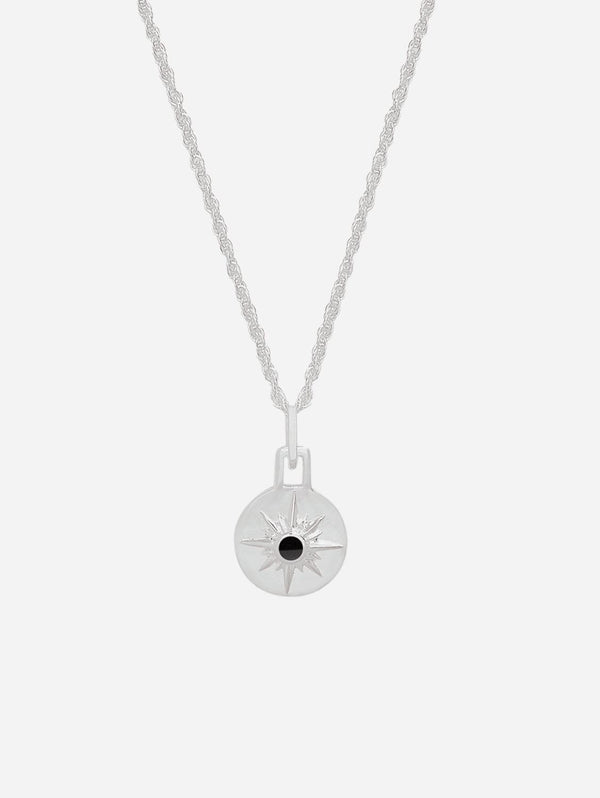 Under Her Eyes Mini Astrid Sterling Silver 16" Chain Necklace | Onyx Silver / Silver