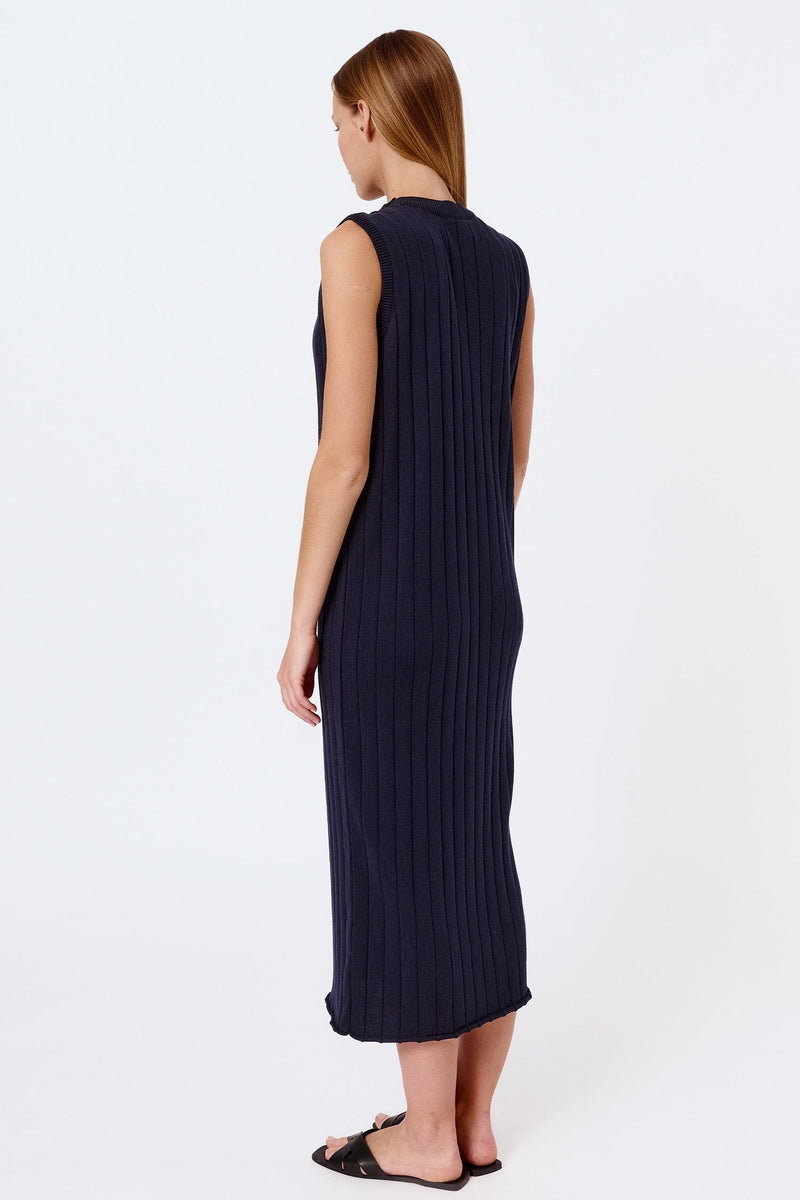 Mila.Vert Knitted ribbed sleeveless dress