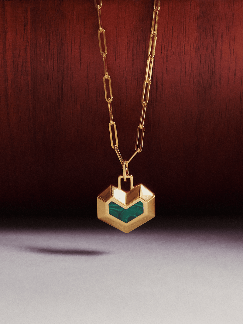 Under Her Eyes DARYL NECKLACE <br> 18k Gold Plated - Malachite Gold / 18k Gold Plated Silver