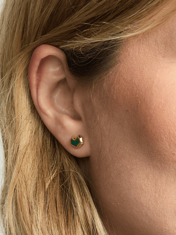 Under Her Eyes DARYL STUDS <br> 18k Gold Plated - Malachite Gold / 18k Gold Plated Silver