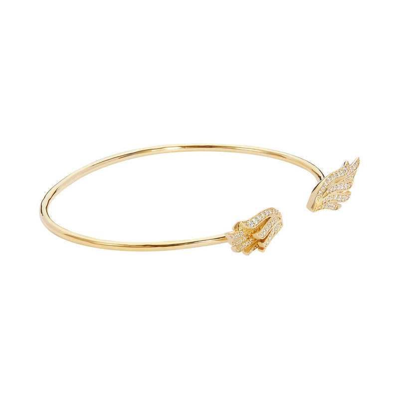 Angel Wing Premium 14K Gold Vermeil Bangle | Gold