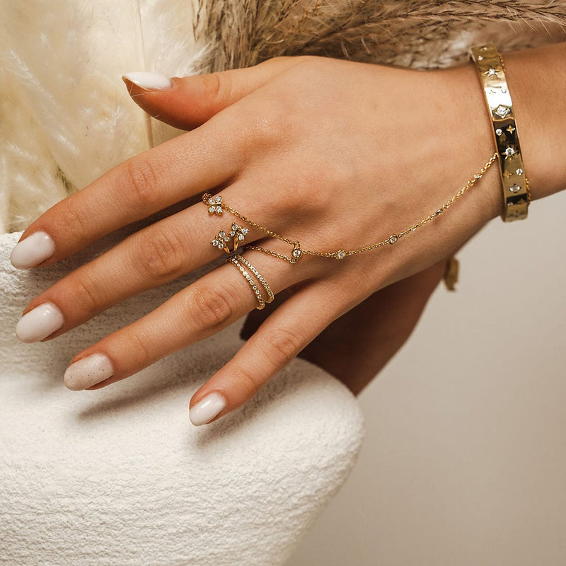 BLOOMTINE Illuminess™ Sterling Silver Sparkle Diamond Hand Chain | Silver