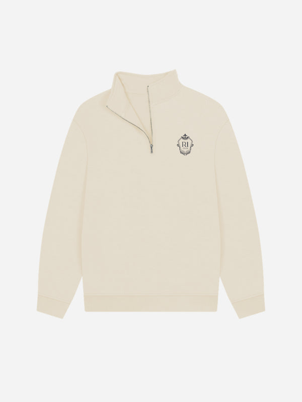 Reflexone R1 CLUB Unisex Organic Cotton Quarter Zip Sweatshirt | Cream Oat / S