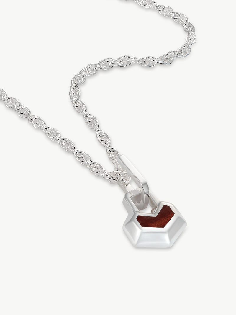 Under Her Eyes MINI DARYL NECKLACE 16" CHAIN <br> Sterling Silver - Red Tiger Eye Silver / Silver