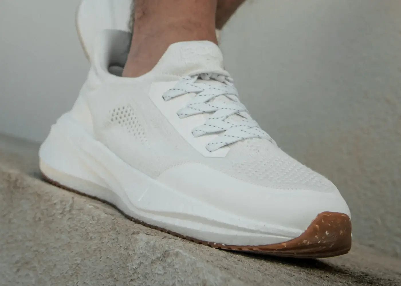8000kicks - Runners Men's Hemp Leather Sneakers | Pearl White