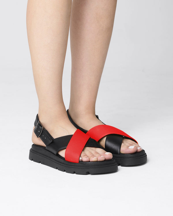 Bohema Glare Sandals Red made of vegan corn leather