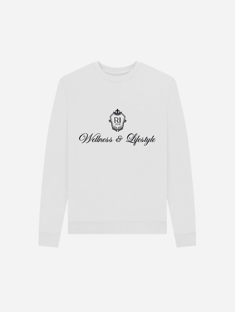 R1 CLUB Organic Cotton Wellness & Lifestyle Sweater | White