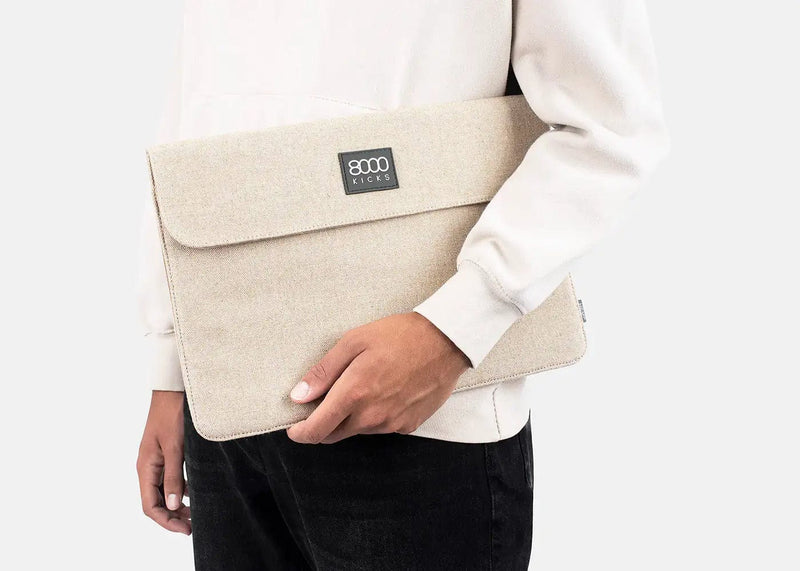 Double Sleeve Vegan Hemp Laptop Case | Black, L - 8000kicks Bags