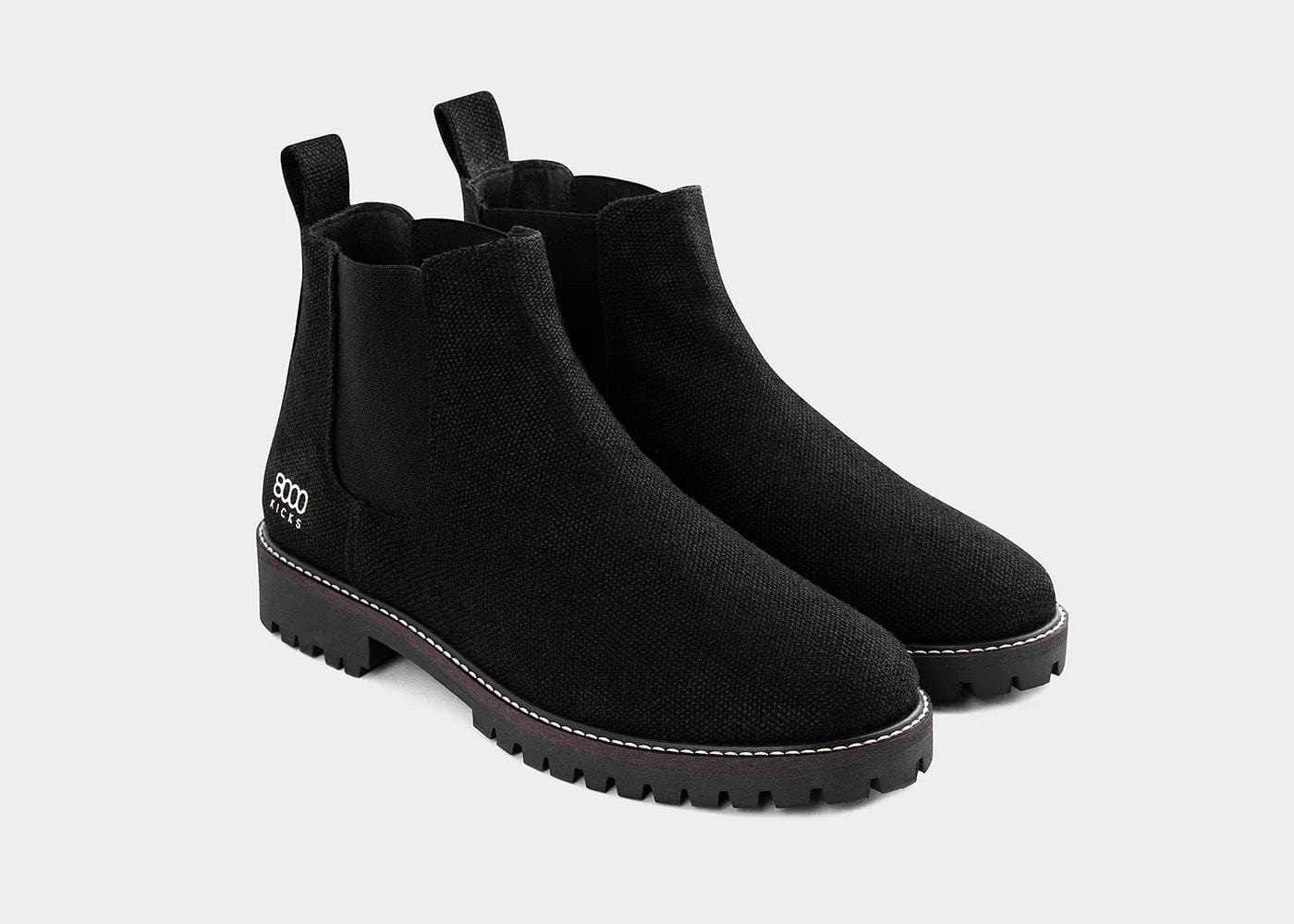 8000kicks - Crossover Men's Vegan Hemp Chelsea Boots | Black