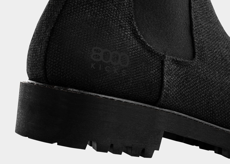 8000kicks The Crossover Hemp Chelsea for Men in Full Black