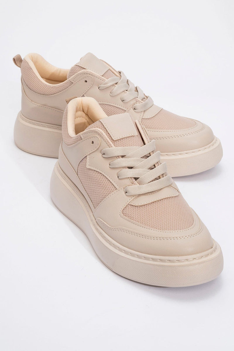 Ingrid Vegan Leather Platform Sneakers | Beige