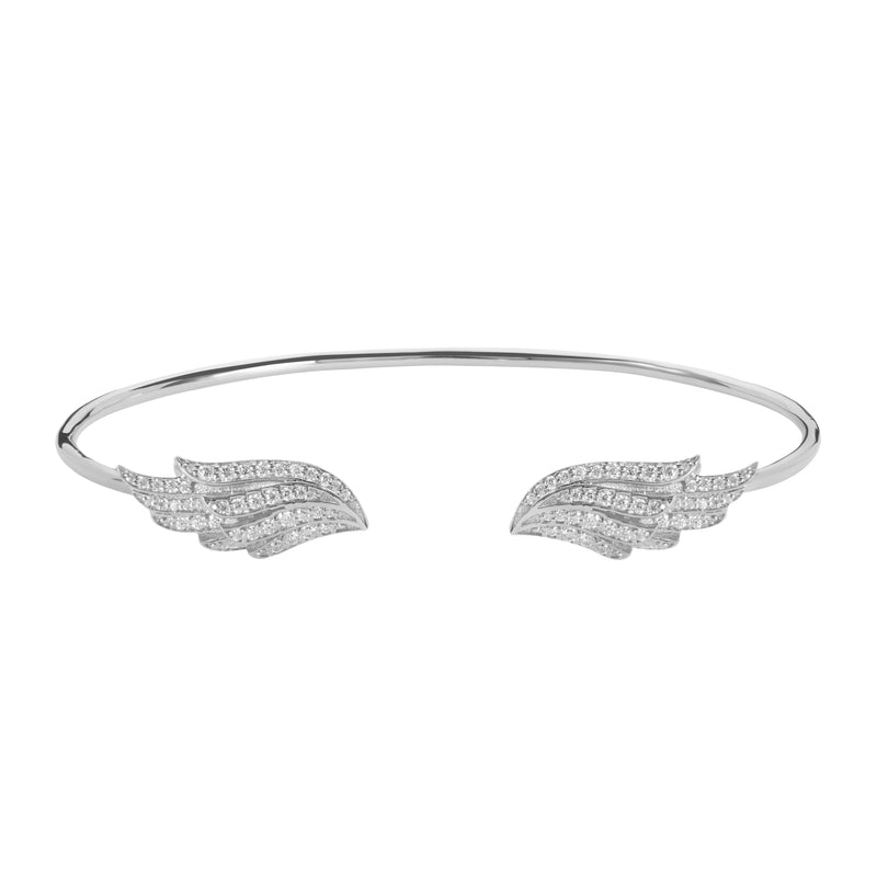 Angel Wing Sterling Silver Bangle | Silver