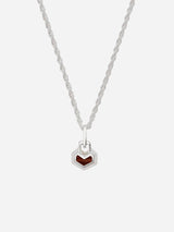 Immaculate Vegan - Under Her Eyes Mini Daryl Sterling Silver 16" Chain Necklace | Red Tiger Eye Silver / Silver