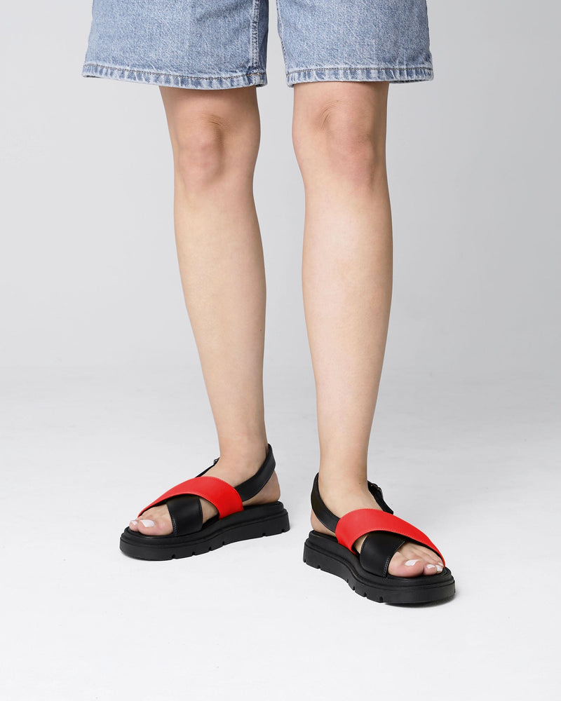 Bohema Glare Sandals Red made of vegan corn leather