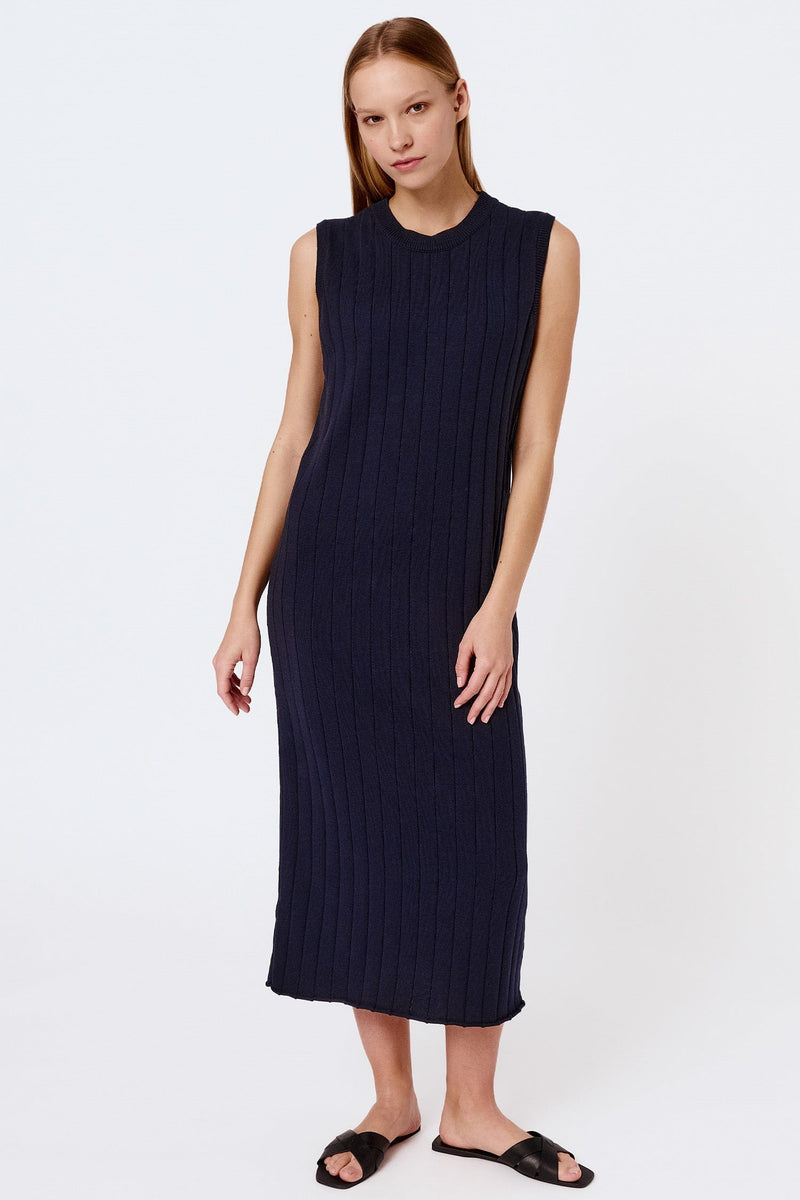 Mila.Vert Knitted ribbed sleeveless dress