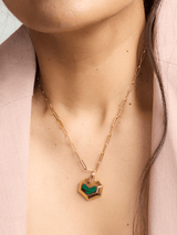 Immaculate Vegan - Under Her Eyes DARYL NECKLACE <br> 18k Gold Plated - Malachite Gold / 18k Gold Plated Silver