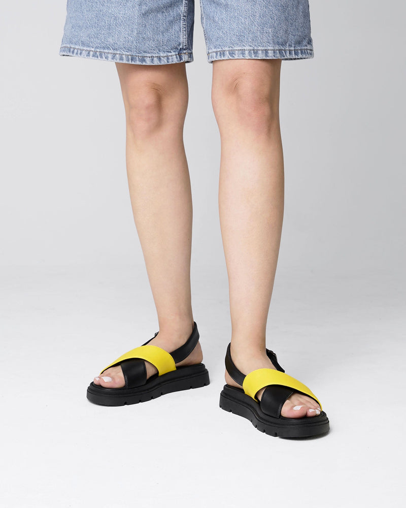 Bohema Glare Sandals Lemon made of vegan corn leather