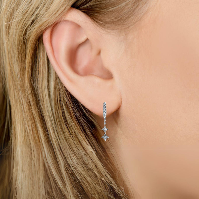 Illuminess™ Mini Sterling Silver Shooting Star Huggies | Silver