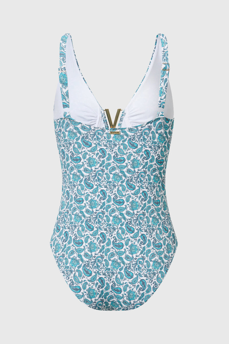 Aiguablava Recycled Polyamide One-piece Swimsuit | Paisley Print