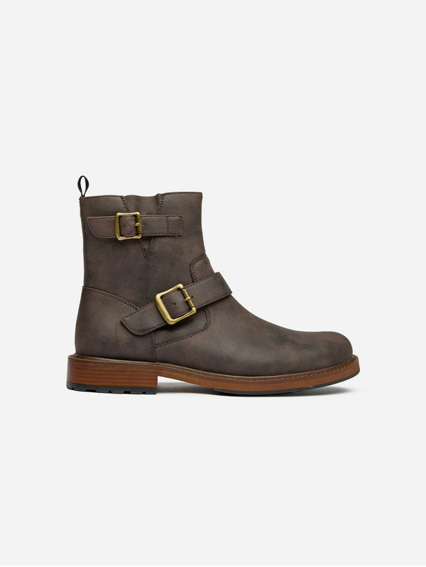 Arug Men's Vegan Leather Biker Boots | Brown