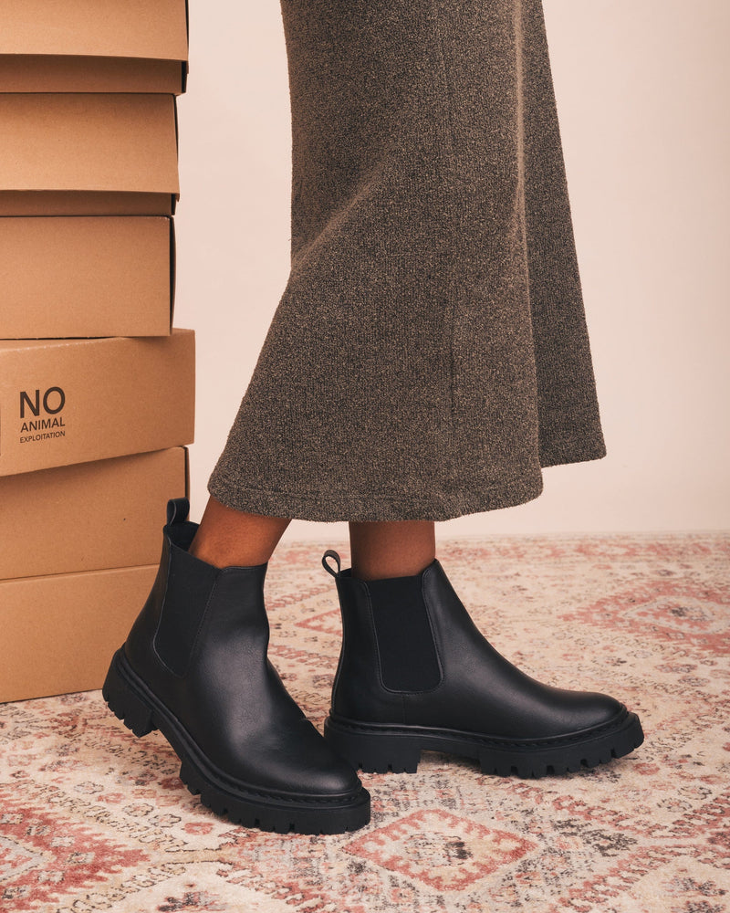 NAE Vegan Shoes Molly Women's Vegan Leather Chelsea Boots Black